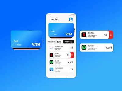 Sub Management app bank bank app bank card card icon interface management app minimal payment payments subscribe subscription ui userinterface