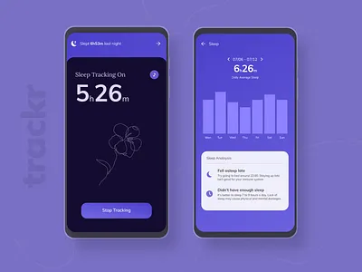 Sleep Tracker Mobile App application figma minimal mobile mobileapp ui uidesign uiux uxdesign