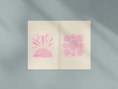 Risograph Zine Spread abstract printmaking riso risograph self publishing woodcut zine
