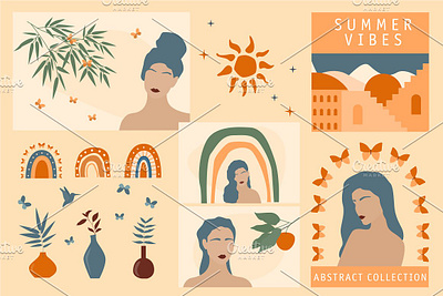 Summer Vibes Constructor. Girl Cards card card design cards design digital girl girl card graphic design illustraion illustration illustration art illustration design illustrations illustrator poster posters summer template templates vector