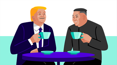 theSkimm: US-North Korea Summit current events editorial illustration kim jong un north korea trump vector