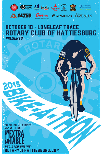 Rotary BIKE A THON BLUE 11x17 branding design illustration illustrator logo vector web website