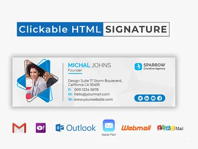 Clickable HTML Email Signature Template Design banner design brand design brand identity business clickable clickable email signature commercial corporate creative design email email design email signature email signatures email template logo template template design ui
