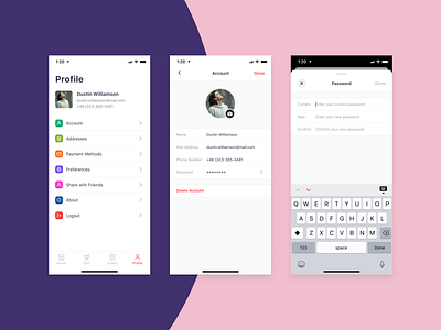 Bringova - Profile account account settings apple change password change photo delete design edit profile food delivery ios iphone 11 iphone x menu design mobile app preferences profile profile page ui user experience ux