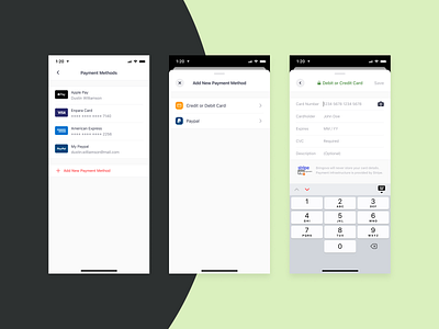Bringova - Payment Methods add new apple pay card scan card stack creative credit card credit card form design ios iphone 11 iphone x mobile app payment method purchase secure secured stripe ui user experience ux