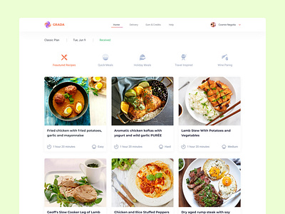 Featured Recipes app colorful concept cooking culinary featured figma food foodie meal planner meat recipe ui design user inteface ux design web