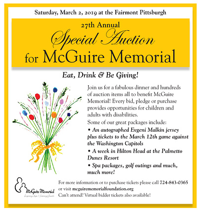 McGuire Memorial Benefit Auction advertisement auction benefit design mcguire memorial mcguire memorial newspapers non profit pittsburgh catholic