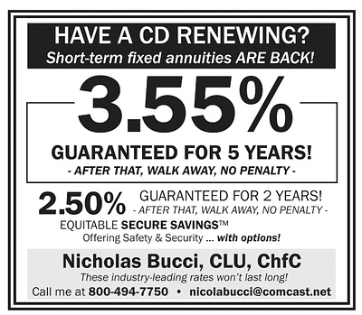 Bucci Financial Services black and white design financial services newspapers