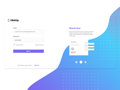 ClickUp Sign In ui ux