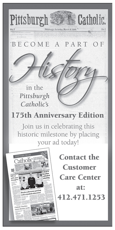 175th Anniversary Promo ad 175th anniversary design history newspapers non profit pittsburgh catholic