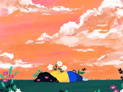 Eventually, things grow on us character clouds digitalart flower girl illustration illustrator leaves procreate