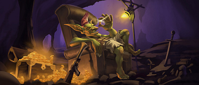 Streamer Artwork: Cave Goblin Counting His Riches! character design gaming graphic art illustration video games