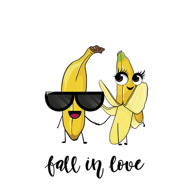 Love card banana characters funny love