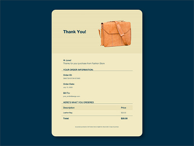 Email Receipt 017 daily 100 challenge dailyui design ui ux web webdesign