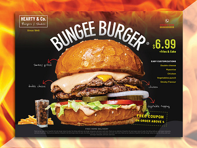 Bungee Burger advertising branding design food food and drink fun typography