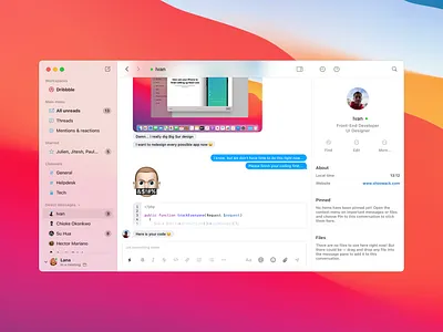 Slack Redesign Concept app apple big sur bigsur chat chat app light mac macos os11 osx productivity redesign slack slack app ui