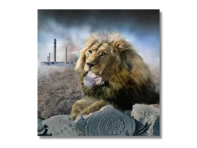 Shir e Sangi apadana architecture design icon illustration legend lion logo lotous myth mythical creature parse persepolis persian ramin barzegar shire sangi تخت جمشید شیر سنگی پرسپولیس