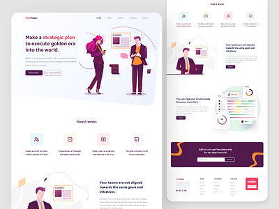 PlanMaker- Landing Page Exploration 2020 2020 design 2020 trend 2020 trends 2020calendar business clean ui color creative design illustration landing page landing page concept landing page design landingpage minimal minimalist typography ui ux web design