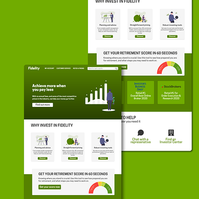 Fidelity Redesign 2020 affinitydesigner design fidelity green illustraion minimal minimalistic typography ui uiux ux web design webdesign