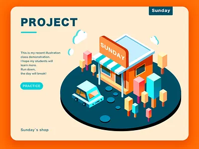 Sunday`s shop animation app branding design flat illustration logo project shop typography web website