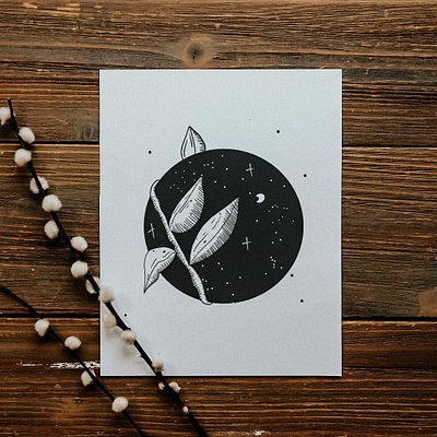 Lunar Vines art branding cartoon comic create design drawing flyer illustration inking moon night plant poster procreate sketch