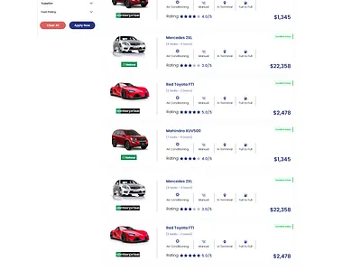 Car list design flat icon layout minimal mockup typography ui web website
