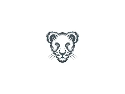 Lion cub cub design flat graphic icon lion lion cub lion head logo mark negative space vector