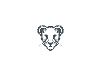 Lion cub cub design flat graphic icon lion lion cub lion head logo mark negative space vector