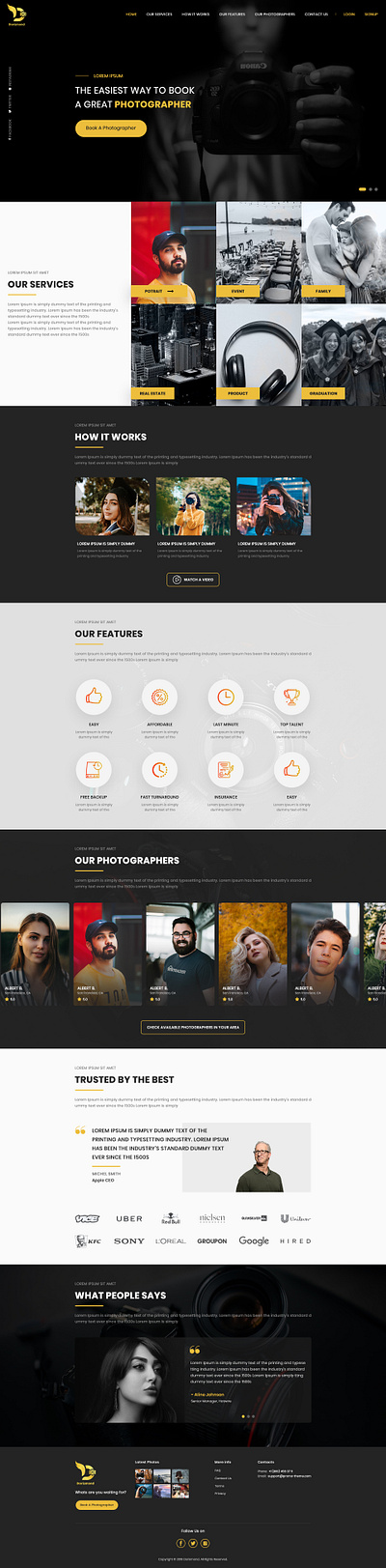 Photographer Website design flat layout mobile app mockup typography ui web website