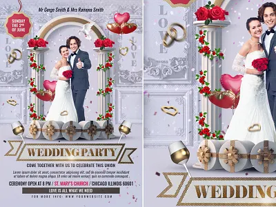 Wedding Invitation Template celebration flyer invitation marriage marriage invitation party poster template wedding wedding card wedding flyer wedding invitation