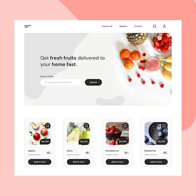 Fruiterer design ecommerce ecommerce app fruiterier homepage landingpage landingpagedesign social uidesign uiux webdesign webpagedesign website