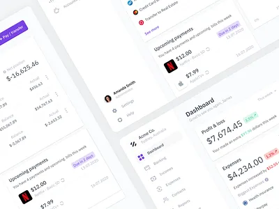 Online Banking bank banking bills boards cards clean dash dashboard design finance interface manage online payment product schedule transfer ui ux web