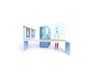 Healthcare series: Radiographer 2.5d analyzing care clinic diagnostic diagnostics doctor health hospital illustration medical medical exam medicine radiology ray scan science speedart x ray