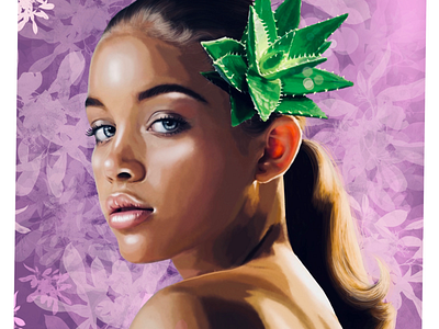 Aloe Vera aloe vera blue eyes digital flowers girl illustration model nature plant portrait summer