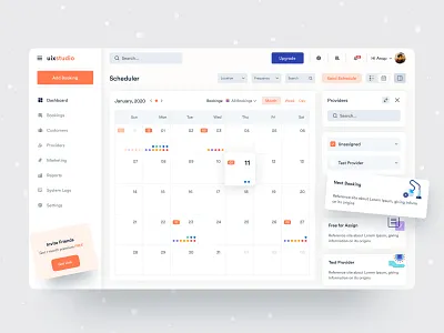 Uixstudio Dashboard || Booking Calendar. anupdeb booking app booking page calendar creative dashboad dashboard app dashboard design minimal calendar minimal dashboard product product design product designer product designs product page products ui ux