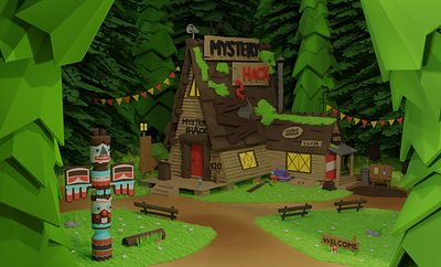 Mystery Shack 3d art 3d modeling blender3d gravity falls lowpoly lowpolyart mystery shack