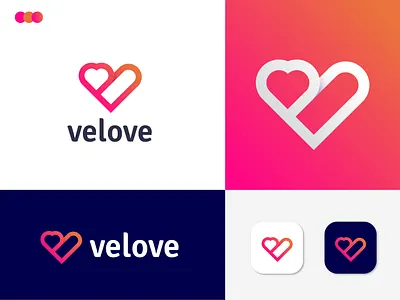(V+Love icon) Logo Design for velove agency app icon app logo brand and identity branding branding agency branding design business identity letter logo lettering logo logo mark logodesign logodesigns logotype love logo modern logo v latter logo v logo v love