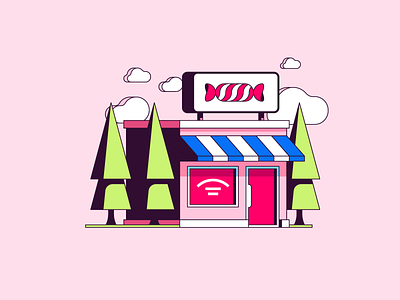 Candy shop building candy commerce illustration shop simple sweets vector