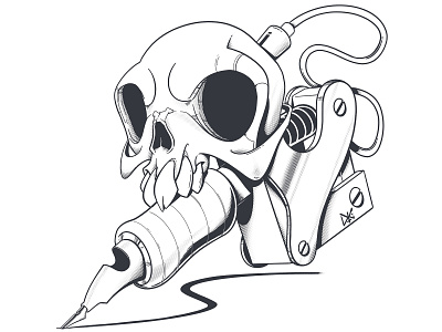 Tattoo Machine art deive deive ink machine manga skull tattoo イラスト イラストレーター