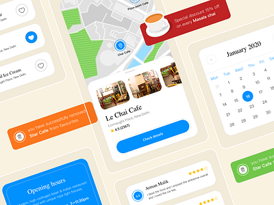 Chai restaurant app calendar chai colorful design flatdesign illustration map masala online shop online store order restaurant restaurant app reviews tea teacup tealove ui
