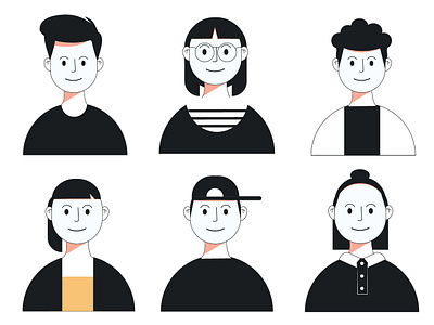 Drawing black and white characters design illustration vector