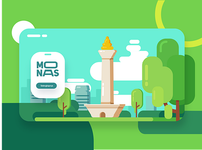 Monas : National Monument of Indonesia app branding design flat illustration flatdesign illustration logo typography ui ux web