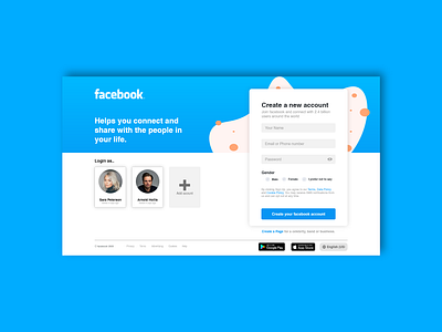 Facebook Login Redesign create account design facebook illustration interface login page ux web