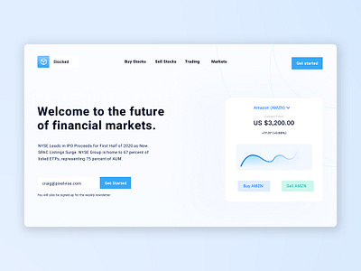 Stocked - Stock Trading Landing Page UI/UX branding design illustration logo ui ux web web design website websites