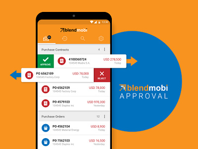 SAP Approvals Mobile App UI/UX app approvals enterprise interaction design material design mobile ui orders swipe ui design ux design