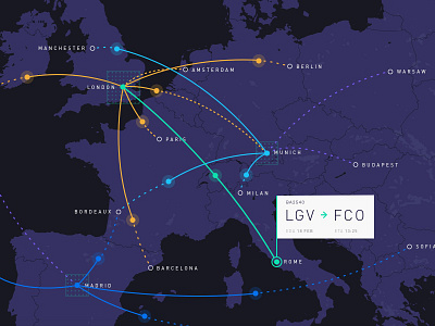 Flight Path Map flight graphic hover state map ui