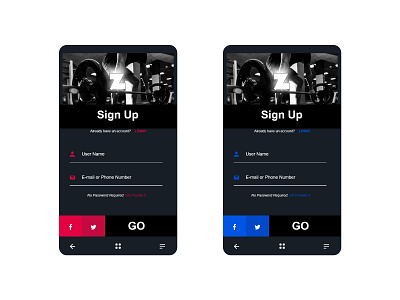 Daily UI Sign Up android app design art black branding colorful dailyui design app gym app mobile ui portfolio sign up signup signupform ui vector