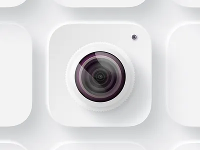 Camera iOS icon (skeuomorphism + neumorphism) ai app app design branding camera design e commerce ecommerce glare glass icon ios lens logo mobile mobile app design neumorphism ui ux vector