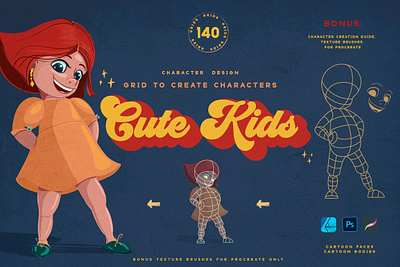 Cute Kids Grids for Procreate character character animation character design character designer character designs character drawing characters cute kid cute kids cute kids grids design illustration procreate procreate app procreate art procreate brush procreate brush set procreate brushes procreate grid procreate illustration