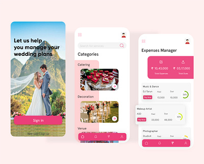 wedding planner app design categories design expense tracker mobile ui ui design ui ux wedding wedding app wedding planer